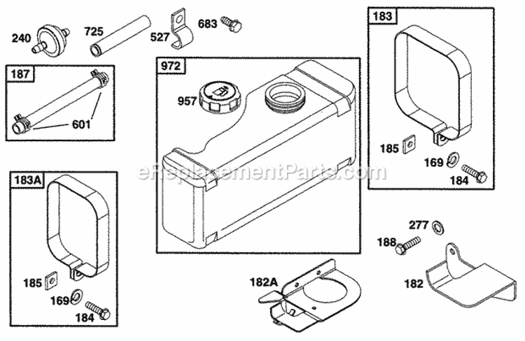 Fuel Tank Grp Diagram and Parts List for 28A702-0102-01  Briggs and Stratton Engine